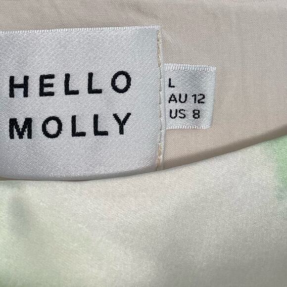 Hello Molly Talk To Me Midi Dress Size 8 – One Shoulder Satin Pastel Print - Picture 9 of 11